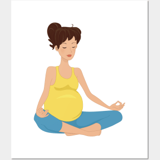 Pregnant women doing meditation Posters and Art